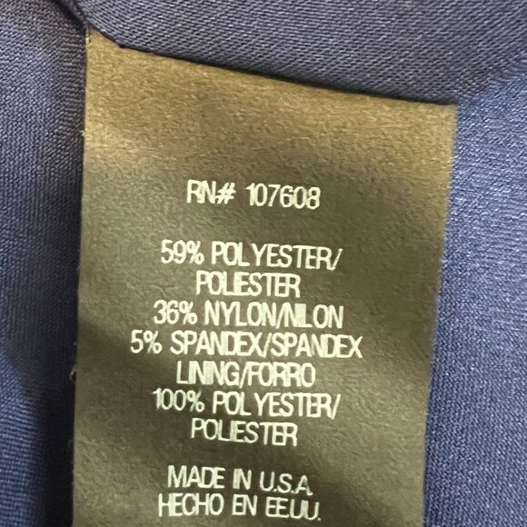 Leslie Fay Blue Fit & Flare Dress 16 Paisley Hem Sleeveless Party Made in USA - Picture 5 of 10